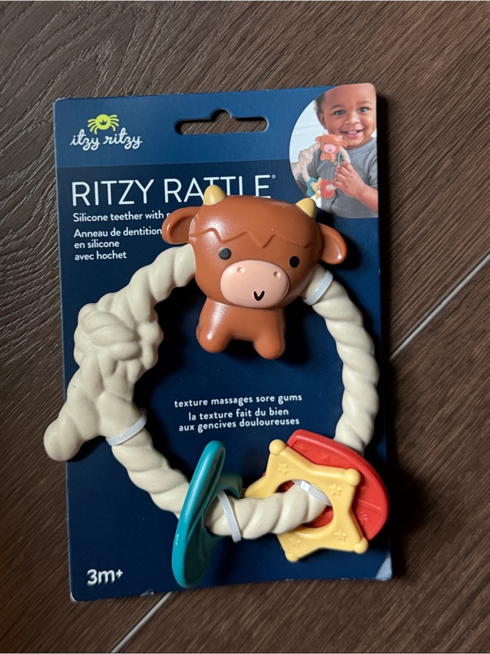 Itzy Ritzy Brown and Cream Ritzy Rattle Silicone Teether